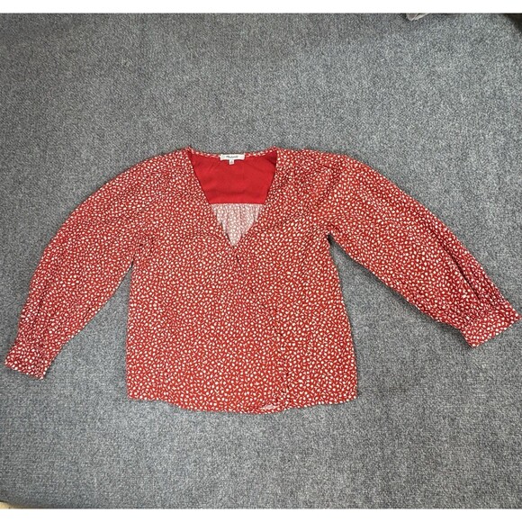 Madewell Kinston Side-Button Wrap Top Womens XS Kilt Red Park Picnic Floral Boho - Picture 4 of 14